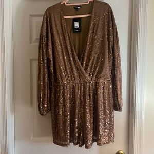 Gold Sequin V-Neck Romper
